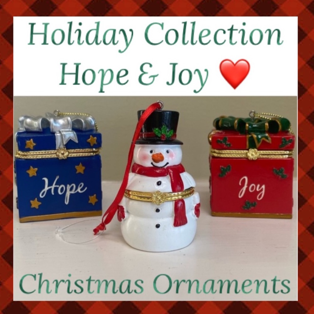 Christmas Ornaments Snowman Luxury Trinket Box Set Collectible Gold Jewel Tones